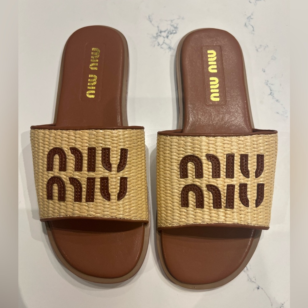 Beach style slides. Never worn. Size 38. True to size. Brown.